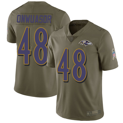 Baltimore Ravens Limited Olive Men Patrick Onwuasor Jersey NFL Football #48 2017 Salute to Service->youth nfl jersey->Youth Jersey